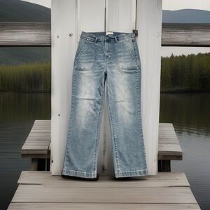 Nicole Miller Nomad Super High Rise Crop Boot Jeans 10 30x25 Blue Stretch Womens